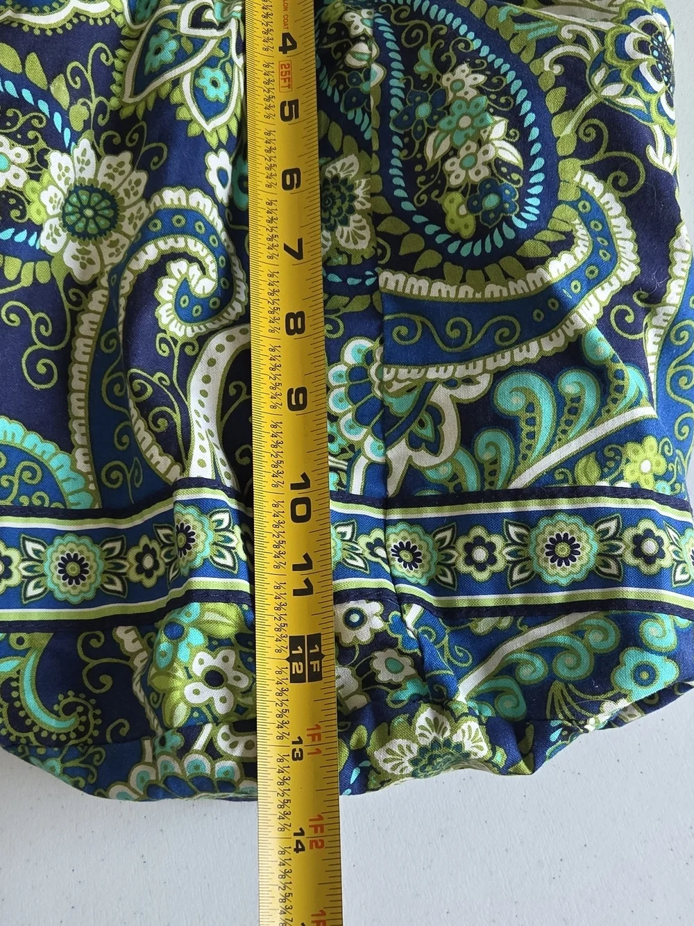 Vera Bradley Navy Green Paisley Drawstring Lined Cosmetic Pouch Swimsuit Tote